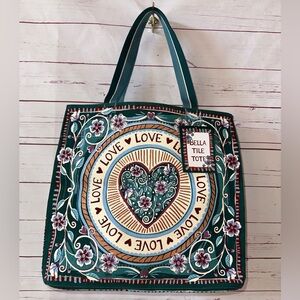 NWT BRIGHTON Love Bella Tile Tote Bag Canvas $150